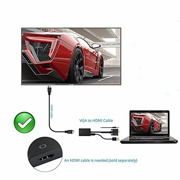 VGA Male To HDMI Output 1080P HD +Audio TV AV HDTV Video Cable Converter Adapter for HDTV VGA Male To HDMI Output 1080P HD +Audio TV AV HDTV Video Cable Converter Adapter for HDTV