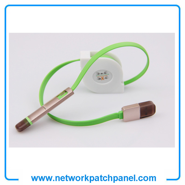 1m 2 In 1 USB Retractable Android Apple Iphone Charging Cable Green 1m 2 In 1 USB Retractable Android Apple Iphone Charging Cable Green