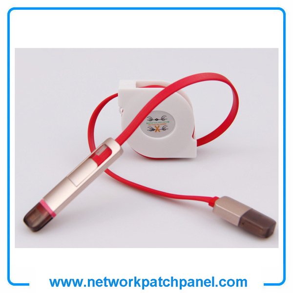 1m 2 In 1 USB Retractable Android Apple Iphone Charging Cable Red 1m 2 In 1 USB Retractable Android Apple Iphone Charging Cable Red