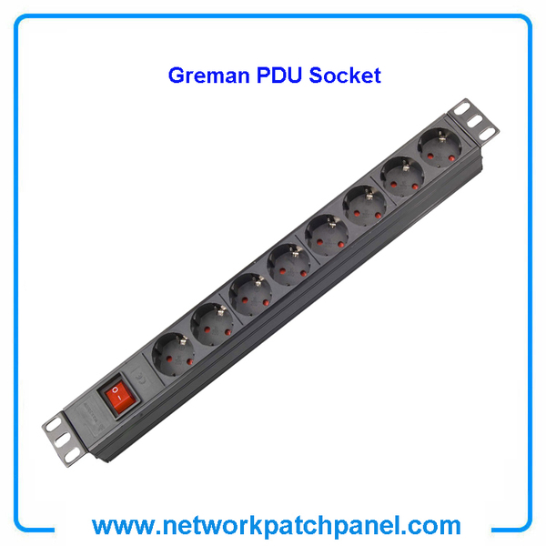 19 inch Standard Rack 8 Gangs 8 Ways Overload Protection German PDU Sockets for Cabinet 19 inch Standard Rack 8 Gangs 8 Ways Overload Protection German PDU Sockets for Cabinet