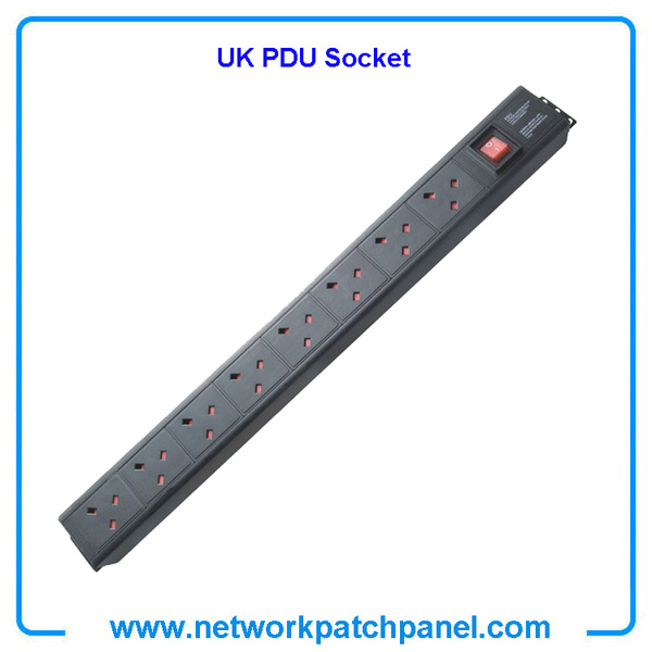 19 inch Standard 8 Gangs 8 Ways British UK PDU Cabinet Sockets with Switch 19 inch Standard 8 Gangs 8 Ways British UK PDU Cabinet Sockets with Switch