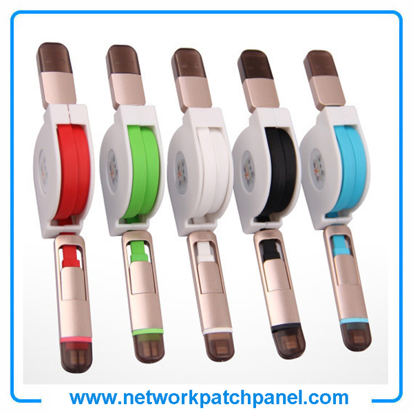 1m 2 In 1 USB Retractable Android Apple Iphone Charger Cable Black 1m 2 In 1 USB Retractable Android Apple Iphone Charger Cable Black