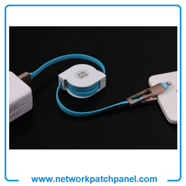 1m 2 In 1 USB Retractable Android Apple Iphone Charger Cable Blue 1m 2 In 1 USB Retractable Android Apple Iphone Charger Cable Blue