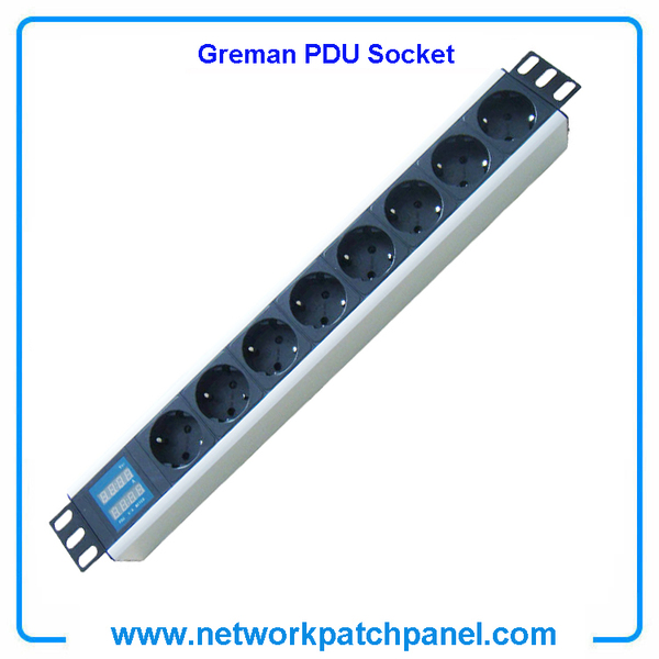 19 Inch 8 outlets 8 Gangs 8 Ways German PDU Power Strip Intellignet PDU Socket With Current and Voltage Dual Digital Display 19 Inch 8 outlets 8 Gangs 8 Ways German PDU Power Strip Intellignet PDU Socket With Current and Voltage Dual Digital Display